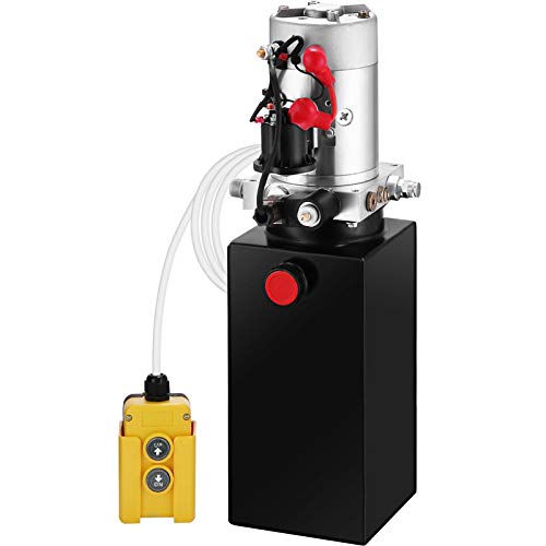 Mophorn 8 Quart 12V Hydraulic Pump Dump Truck Hydraulic Power Unit Hydraulic Dump Trailer Pump (Steel, 8 Quart/Single Acting)