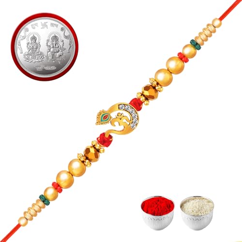 Image of De Marquis Send Rakhi Set for Brother | 1 Rakhi + 1 Coin | Roli-Chawal pack | Greeting Card | Rakhee Gift | Rakshasutra | Happy Rakshabandhan