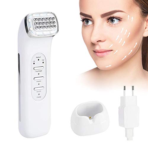 Preisvergleich Produktbild LED Radiofrequenz Schönheit Gerät, Multifunktions Gesicht Therapie Beauty Maschine, Gesichtspflegegerät für Anti Aging Beseitigt Falten Mitesser Akne Entferne, Straffung Verjüngung Massagegerät(Weiß)