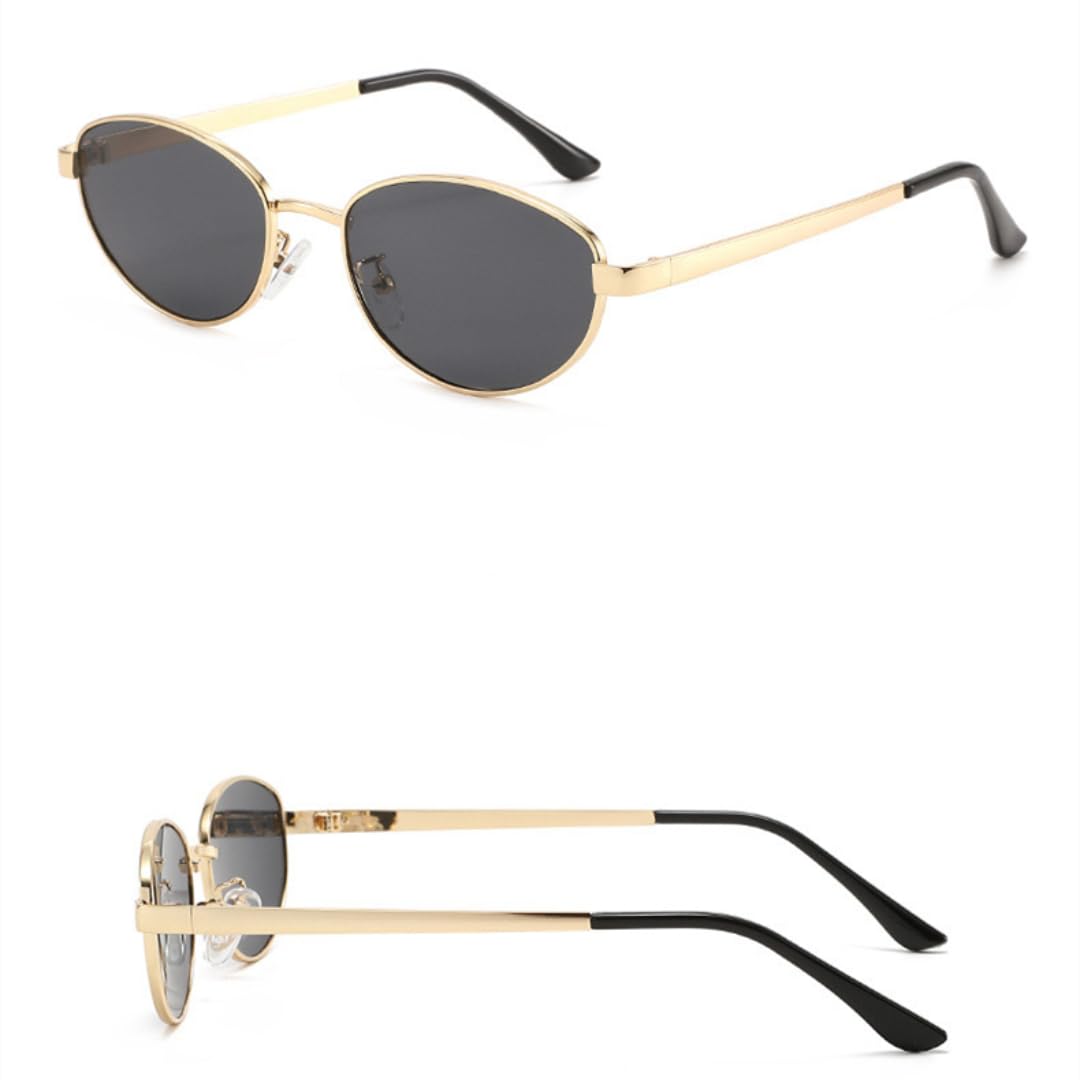 Gafas de sol de metal con diseño de ojo de gato para mujer, gafas de moda UV400, lentes azules transparentes, para exteriores, punk, hombres (negro-negro)
