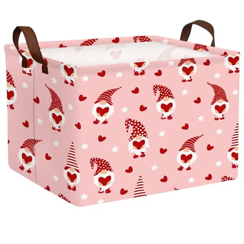 Image of Valentine's Day Basket for Gifts Empty Cute Heart Large Gift Basket Decorative Storage Bin for Kid and Baby Room Decor (Pink Dwarf Love)