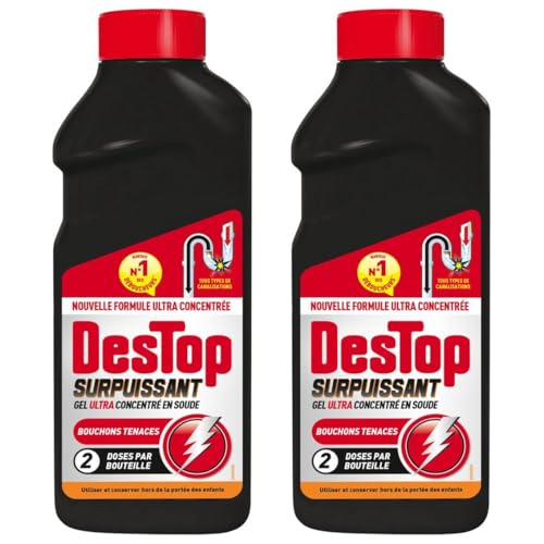 DESTOP Gel Déboucheur Surpuissant - 2 doses - Lot de 2 x 500ml