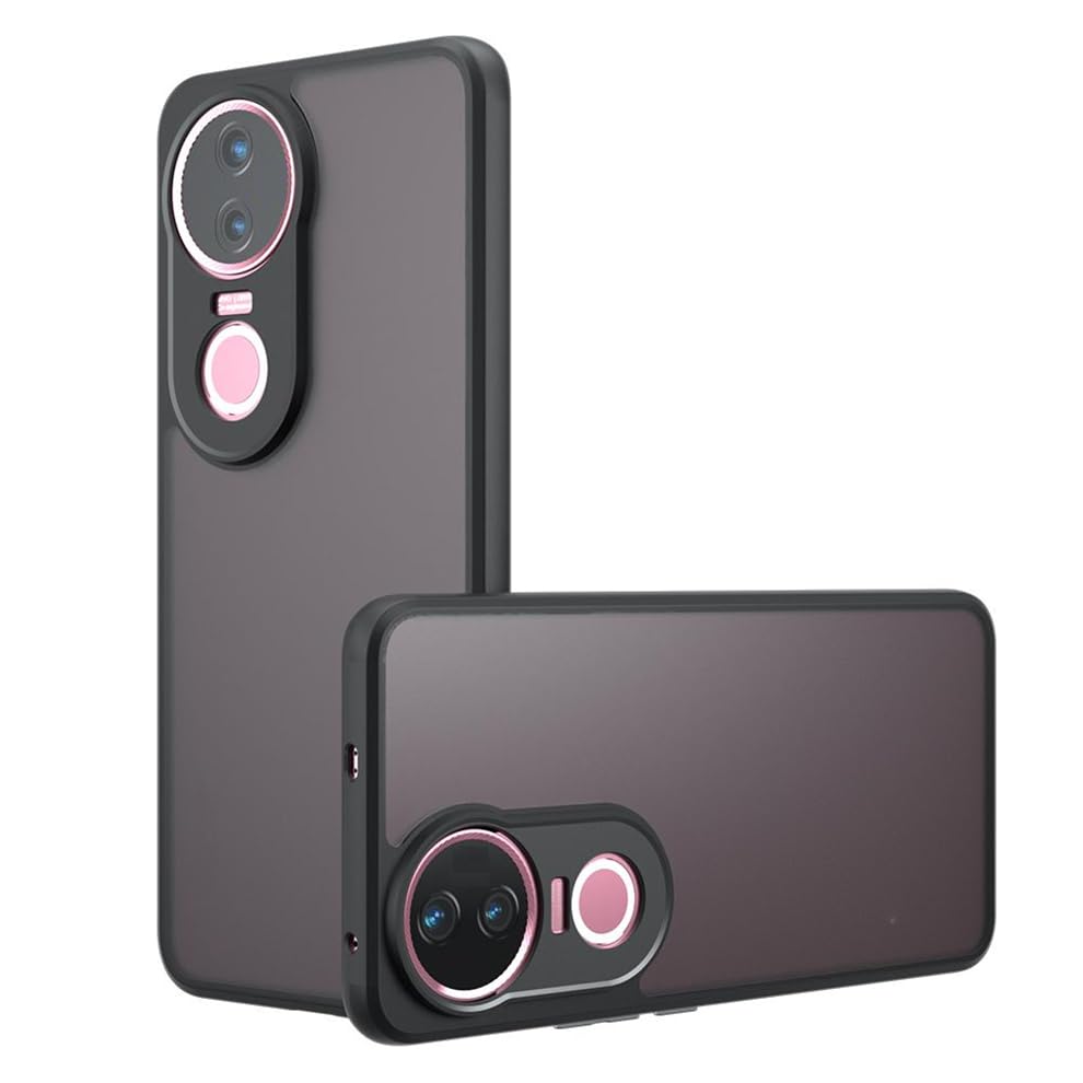 Image of Matte PC+TPU Phone Case for Vivo T4r 5G / Vivo V50 5G / Vivo V50e 5G Air Bag Protection, Air Bag Corners, Anti-Fingerprint, Never Turns Yellow, Micro Arc Edge, Camera Protection, Black