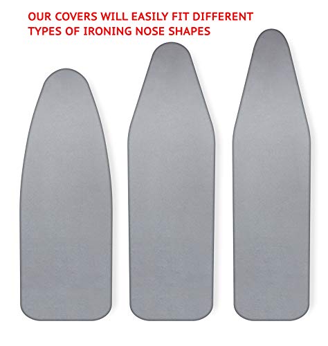 Tivit Ironing Board Cover 18 X 50, Made In Italy. Pro Grip Pad Covers W/3 Fastener Straps & Pull Bungee Cord - Durable Scorch & Stain Resistant Padded Layers, Heat Reflective Alumitek Pro Top Coat #TOP2