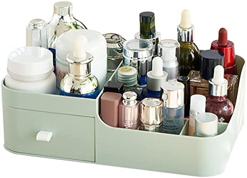 Abiudeng Makeup Desk Organizer with Drawers,Small Bathroom Organizer Countertop for Cosmetics,Skincare,Vanity Holder for Lipstick, Brushes, Lotions, Eyeshadow, Nail Polish and Jewelry(green)