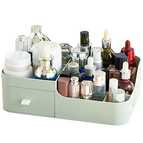 Abiudeng Makeup Desk Organizer With Drawers,Small Bathroom Organizer Countertop For Cosmetics,Skincare,Vanity Holder For Lipstick, Brushes, Lotions, Eyeshadow, Nail Polish And Jewelry(Green) #TOP1