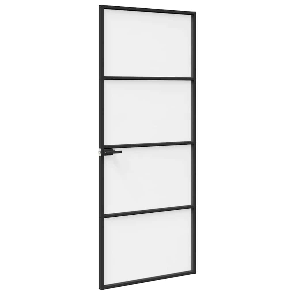 vidaXL Puerta para el Hogar 83 x 201,5 x 3,5 cm, Puerta Interiores Rectangular Moderna, con Cristal Templado y Marco de Aluminio, Ideal para hogar, Oficina y renovaciones