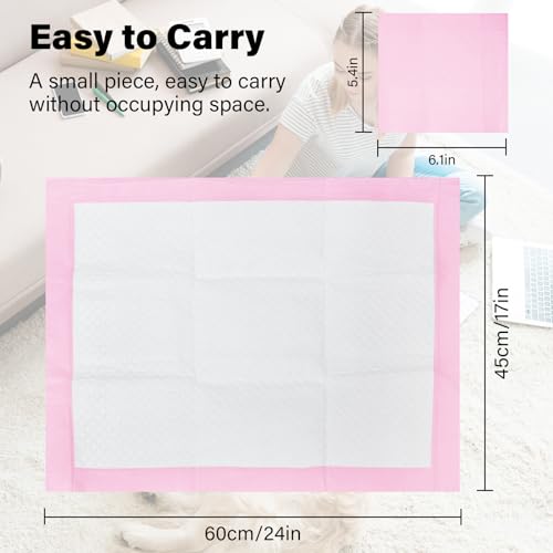 Image of Disposable Pads for Changing Diapers with Super Absorbent and Leak Proof, 17 inchx 24 inch 4-Layer Quick Dry Pet Pads for Dogs Pee Training,Soft for Newborn Baby and Incontinence Adults -Pink(50P)