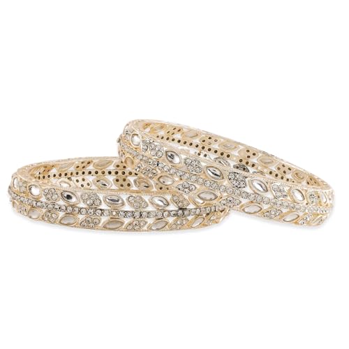 Image of Rubans Bangles Set of 4 American Diamond Zirconia Stylish Trendy Jewellery Gift for Women & Girls