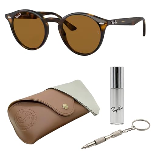 Image of Ray-Ban RB2180 Round Shaped Sunglasses for Men & Women with Official RAYBAN Eyewear Kit