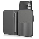 Fidelo Slim Fold Wallet for Men - RFID Blocking Minimalist Sliding Wallet - Push-Button Men's Wallets - Modern Leather Card Holder - Can Hold 6 Cards - Comes in a Gift Box - 4.4x2.9x0.6 inches (Black)