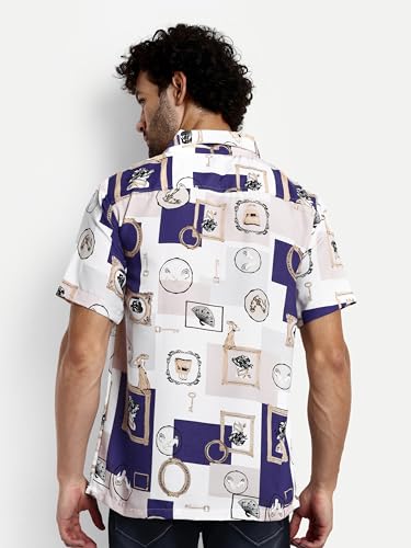 Image of GRECIILOOKS Men's Shirt - Summer Button Down Shirts || Half Sleeve Shirt for Man||Stylish Mens Casual Shirts||Formal and Comfort Rich Printed Shirt`s for Mens
