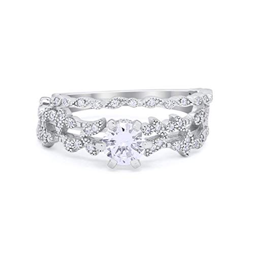 Blue Apple Co. Wedding Engagement Ring Band Bridal Set Round