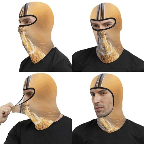 Pasamontaña térmico para hombre y mujer con estampado de liebre marrón, máscara facial para esquí, motocicleta y clima frío miniatura 5