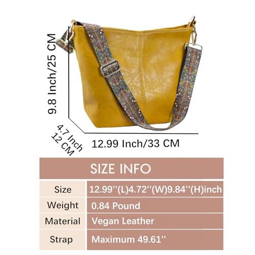 Image of Hobo Bags Vegan Leather Crossbody Bag Guitar Strap Shoulder Purses with Zipper Handbags for Women