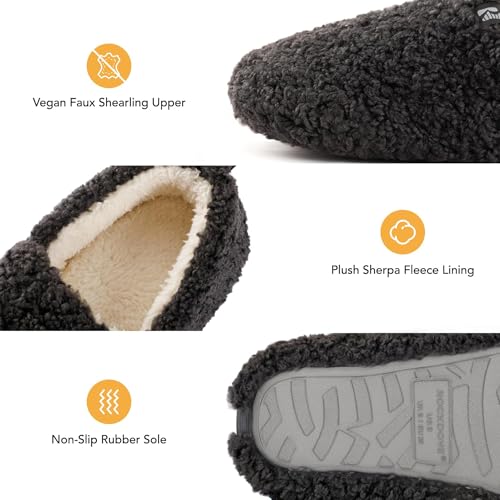 RockDove Women's Faux Shearling Slipper with Memory Foam, Size 8 US Women, Dark Grey4