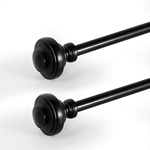 BOBOMOMO 2 Pack Adjustable Curtain Rod 3/4" Single Window Rod 48"-84" with Twisting Finials Black Drapery Rod of Window Treatment (Black, 48-84) - Thumbnail 5