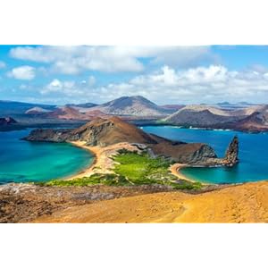 Canvas afbeelding 60 x 40 cm: blik op twee stranden op het eiland van Bartolome op de Galapagos -eilanden in Ecuador (38363454)