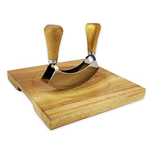 Farmhouse Kitchen Decor Acacia Wood Cutting Block With Hollow Center, Cheese Board Onion Board Vegetable Board Chopping Board Salad Bowl Mincing Tools, Birthday Housewarming Gifts, 8X8 Inch #TOP2
