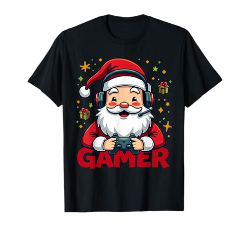 Cool Santa Gamer Controller Gaming Video Game Navidad Camiseta