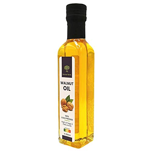 WALNUSSÖL 250 ml Hortus Verdi - Kaltgepresst - 100% natürlich - Glasbehälter - RAW VEGAN - Saucen - Suppen - Glutenfrei - Süßigkeiten - Nachspeisen - Backwaren- Gourmet (250)
