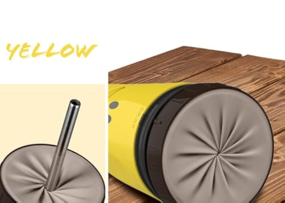 Twizz Cup, Twizz Coffee Cup, No lid missing, Twizz Travel Mug with Straw, Unique Twist Leak Proof Design,Cupportable Anti-Spill Creative Water Cup(YELLOW-Smile Face) (YELLOW-Smile Face)