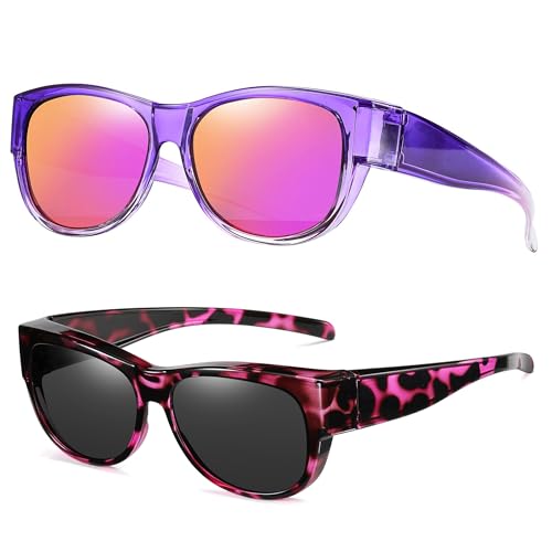Polarized Fit Over Glasses Sunglasses for Women UV Protection Trendy Oval Wrap Around Goggles Shades Eyewear