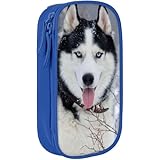 冬のハスキー アニメペンケース アニメ漫画鉛筆筆箱 小物収納ツールペンケース Blue