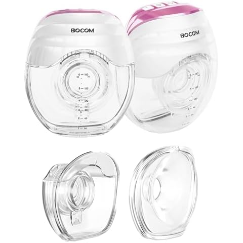 Bocom Breast Pump, Hands Free Wearable Breast Pump, 2 Pack Portable Electric Breastfeeding Pump with 19mm/21mm/24mm/27mm Flange and Pump Accessories Cover