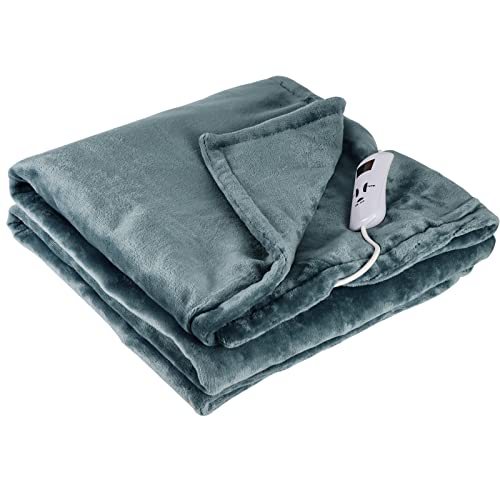 GINEKOO Couverture chauffante avec arrêt automatique,180×130 cm couverture chauffante électrique en flanelle, 10 niveaux de chauffage 9 heures d'arrêt automatique, lavable en machine chauffant couette Cover