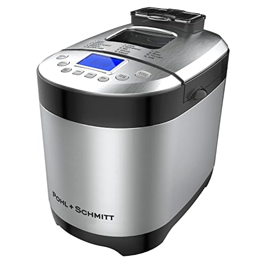 Pohl Schmitt Stainless Steel Bread Machine Bread Maker, 2LB 17-in-1, 14 Settings Incl Gluten Free & Fruit, Nut Dispenser, Nonstick Pan, 3 Loaf Sizes 3 Crust Colors, Keep Warm, and Recipes