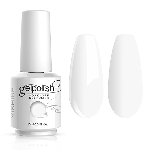 Miniatura 50 de Vishine Esmalte de uñas de gel blanco transparente lechoso de 0.5 fl oz, esmalte de gel UV LED, color nude lechoso para el hogar, manicura, barniz