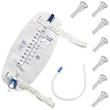 Male Complete Kit Urinary Incontinence One-Week, 7-Condom Catheters External Self-Seal 31mm (Intermediate), Premium Leg Bag （1000ml）with 18' Tubing, Straps & Fast and Easy Draining
