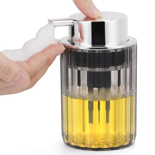 Image of Segbeauty Foam Soap Dispenser, 10.1oz Refillable Plastic Liquid Soap Dispenser Gray, 300ml Empty Press Foaming Pump Bottle Lotion Dispenser Bathroom Foaming Hand Soap Dispenser for Modern Home Decor