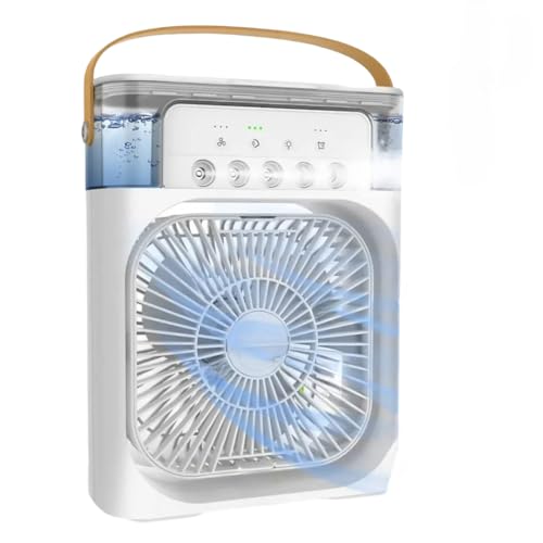 Image of USB Mini Air Conditioner & Portable Cooling Fan Personal Evaporative Air Cooler & Air Purifier with 500 Ml Water Tank, Led Light, Dual Spray Fan Mini Pankha | Office,Home,Outdoor Use