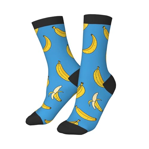 hococal Blue Banana Fruit Kids Soccer Socks Boys Girls Child Cute Youth Funny Sport Athletic Crew Over the Calf Socks for Running Softball Baseball Cycling