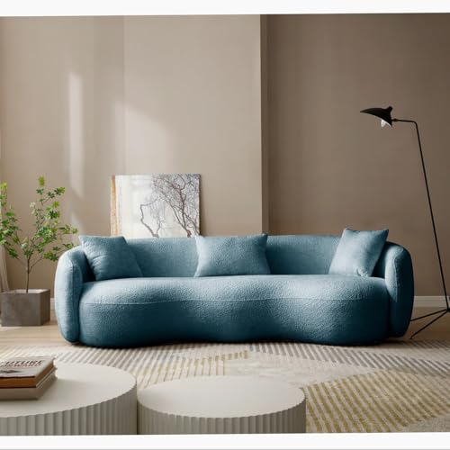 Image of LEGACY OF COMFORT Yazgur 85'' Mid-Century Modern Curved Living Room Sofa, 3-Seat Fabric Couch for Living Room, Office, Apartment (Teal)