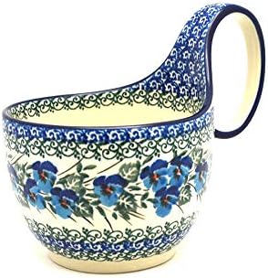 Polish Pottery Loop Handle Bowl - Winter Viola