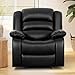 ANJ Black Recliner Chair Set of 2, with Overstuffed Arm and Back, Breathable Faux Leather Manual Reclining Chairs, Living Room Single Sofa Recliners
