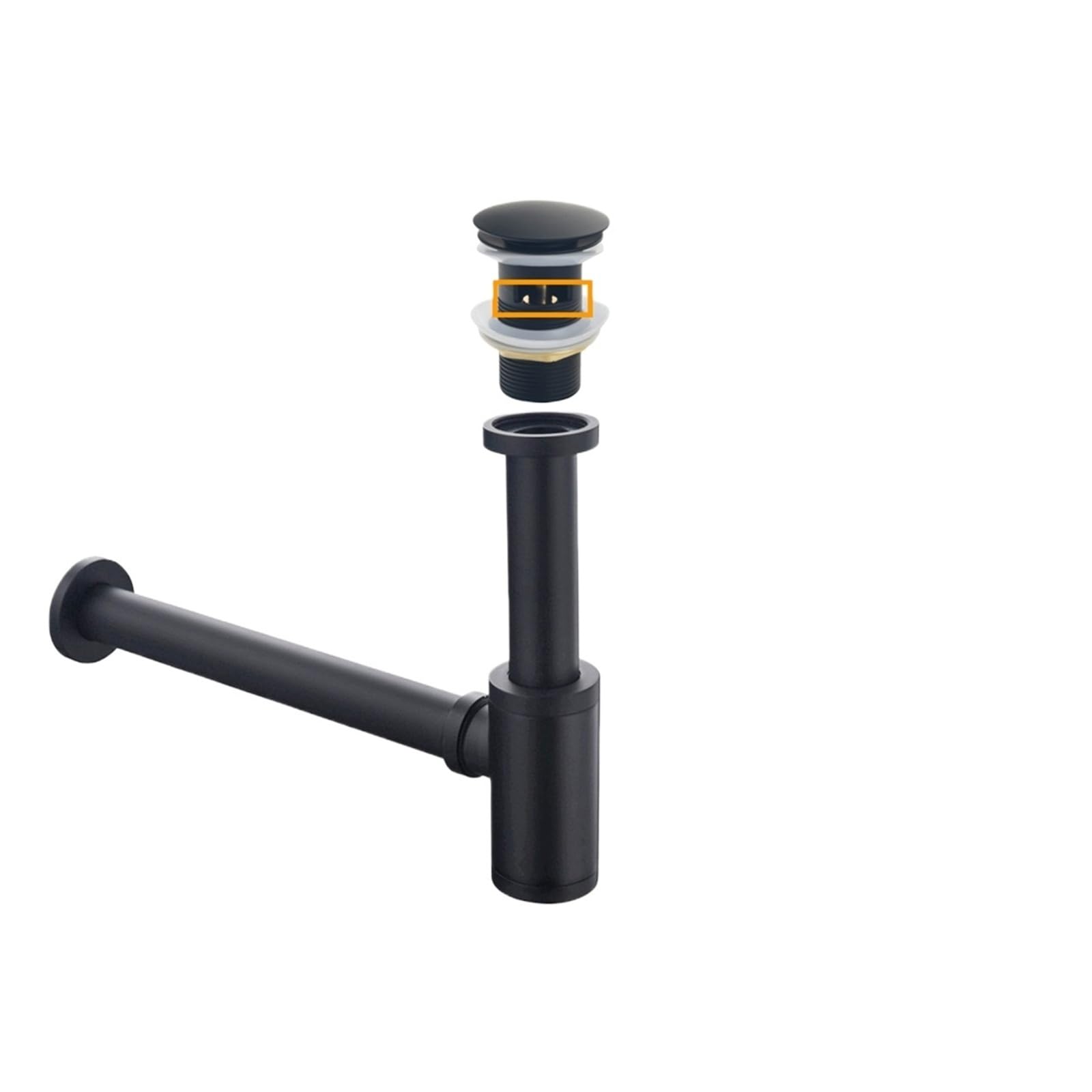 Xiehya Black Overflow 1 Pcs Bathroom Sink Bottle Trap Wash Basin Waste Siphon Pipe Kits Stopper Drain Fittings For Diy Tools(Black Overflow)