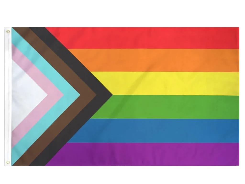 1 x HYX Large Progress Gay Pride Flag, 5ft x 3ft (150cm x 90cm), LGBTQ+ Pride Flags with 2 Eyelets, Pride Parade Decorations, Double Stitched Seam