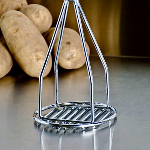 Tezzorio 24 Inch Chrome Plated Round-Faced Potato Masher With Soft Grip Handle Professional Potato Masher thumb #1