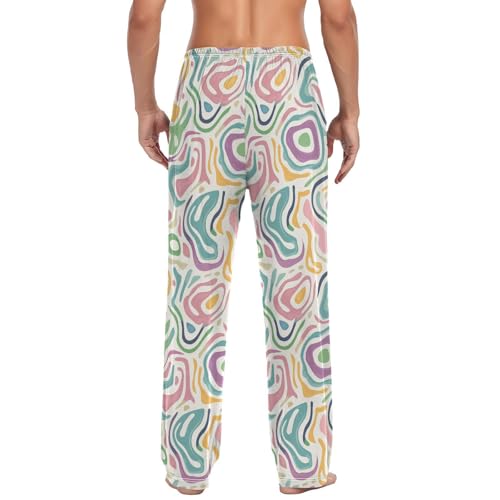 Colorful Print Men’s Pajama Bottoms Straight Leg Lounge Pants with Soft Touch Fabric2