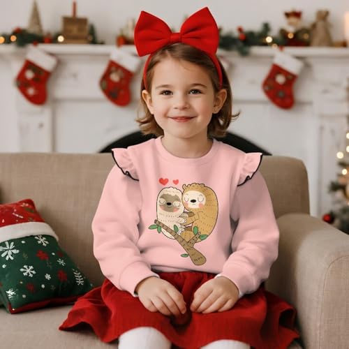 Animal Toddler Sweatshirt Crew Neck Girls Clothes Ruffle Long Sleeve Hoodie Cute Tops for Kindergartener 1T-8T4