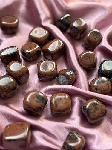 Image of Tumbled Stones, Natural Crystal Healing Stones, Home Office Decor, Aquarium Decorative Pebbles, Vase Fillers (Mahogany Obsidian, 50)