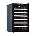 QHYTL Cave à Vin 28 Bouteilles Double Zone sous Comptoir ou Réfrigérateur à Vin Autoportant, Refroidissement Rapide, Silencieux, Porte Vitrée INOX Réversible, Contrôle Tactile de la Temp