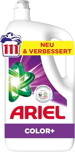 Ariel Flüssigwaschmittel 111 Wäschen Color+ Waschmittel Fleck-Weg-Power beim 1. Waschen selbst in kaltem Wasser
