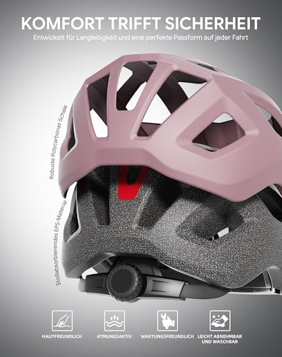 InnerKing Fahrradhelm Herren Damen Leichte Fahrradhelm mit LED Licht – Ansicht 4