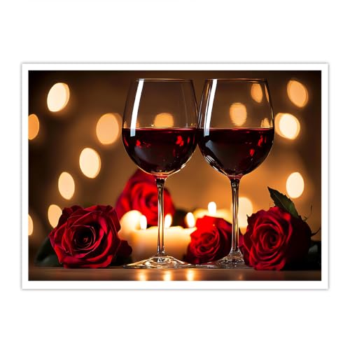 Toile de roses rouges pour un diner romantique aux bougies dans la salle a manger