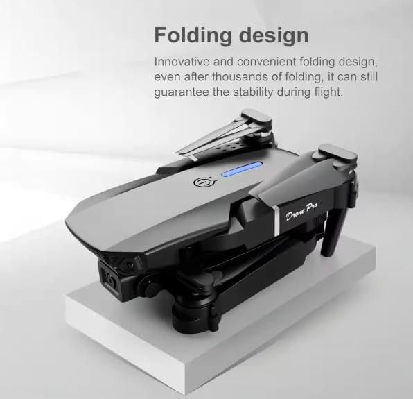 Image of FONTASTIC E88PRO Drone with 4K Camera, WiFi-FPV, 1080P HD, Dual Foldable, RC, Altitude Hold, Headless Mode, Visual Positioning, Auto Return, App & Gesture Control (Black, Beginner)